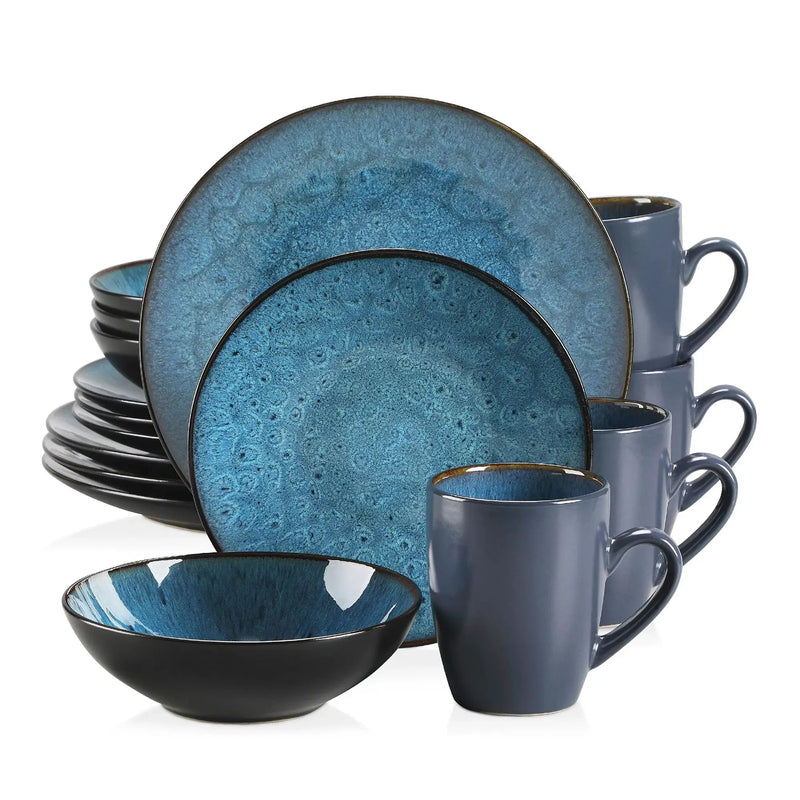 VANCASSO BUBBLE Tableware Set Vintage Ceramic Blue/Brown Stoneware