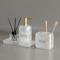 Bathroom Accessories White Pearl Countertop Accessory Set