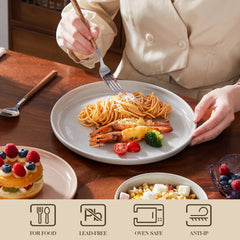 MALACASA TARA Curved Edge Sesame Glaze Stoneware Plates Set