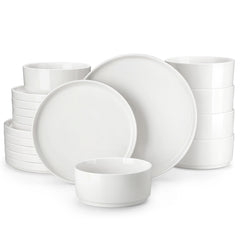MALACASA Dinner Plates Sets Black Rim
