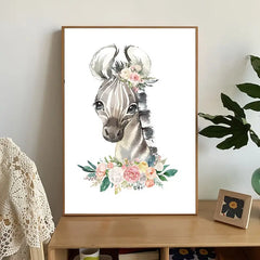 Cute Animal Flower Wall Art Posters 12x8inch