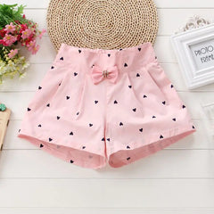 Summer Girls' Bowtie Casual Shorts (Kids' Clothing)