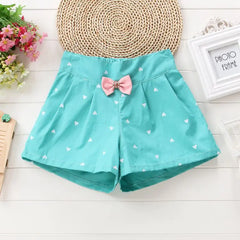 Summer Girls' Bowtie Casual Shorts (Kids' Clothing)