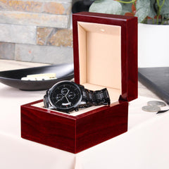 Black Chronograph Watch - Every Second I Love You More