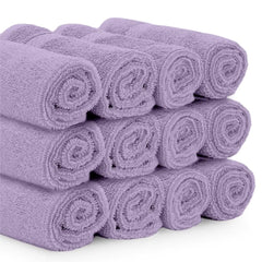 Luxury Washcloths for Bathroom Hotel Spa Bulk Set of 12 Lavender