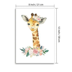 Cute Animal Flower Wall Art Posters 12x8inch