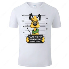 Disney Cotton Men's T-Shirt with Funny Pluto Dog Design
