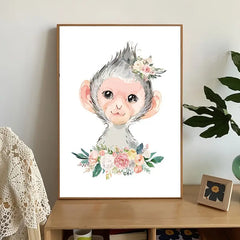 Cute Animal Flower Wall Art Posters 12x8inch