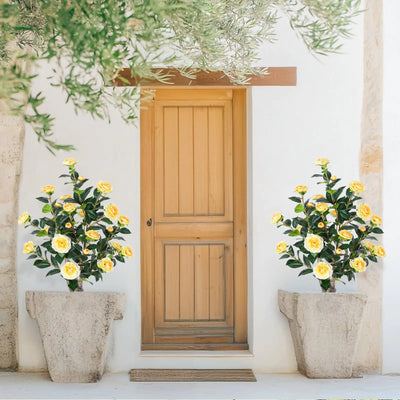 2 pcs Pack Yellow Artificial Camellia Tree - 39 inch