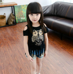 Summer New Kids' Clothing, Owl Sequin T-Shirt