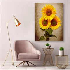 Sunflower Canvas Painting - Modern Floral Wall Art