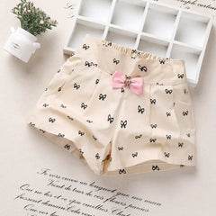 Summer Girls' Bowtie Casual Shorts (Kids' Clothing)