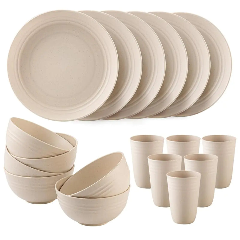 18pcs Wheat Straw Dinnerware Sets