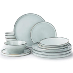 Plates and Bowls Sets for 4 Stoneware Dinnerware Sets 12 Pieces -Blue