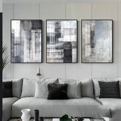 Modern Minimalist Gray Abstract Wall Art Set (3 Pieces)