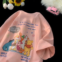 Kawaii Disney Pooh Bear Cotton Short Sleeve T-Shirt