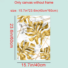 Abstract Black Plants with Golden Leaf Wall Art (3pcs)