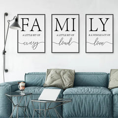 3pcs Love & Family Inspirational Wall Art Canvas Print