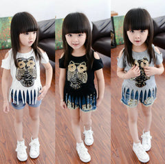 Summer New Kids' Clothing, Owl Sequin T-Shirt