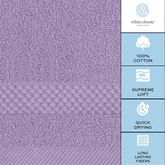 Luxury Washcloths for Bathroom Hotel Spa Bulk Set of 12 Lavender