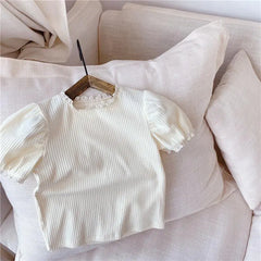 Girls Lace Short Sleeve