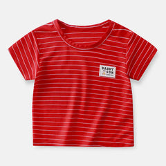 Boys and Girls Stripe Short Sleeve T-shirt Kids Clothing