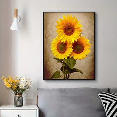 Sunflower Canvas Painting - Modern Floral Wall Art