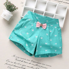 Summer Girls' Bowtie Casual Shorts (Kids' Clothing)
