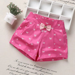 Summer Girls' Bowtie Casual Shorts (Kids' Clothing)