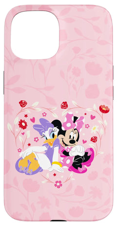iPhone 15 Disney Minnie and Daisy BFF Heart Pink Case