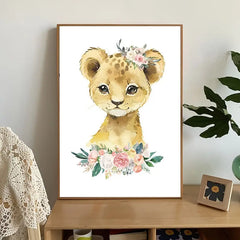 Cute Animal Flower Wall Art Posters 12x8inch