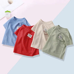 Boys and Girls Stripe Short Sleeve T-shirt Kids Clothing